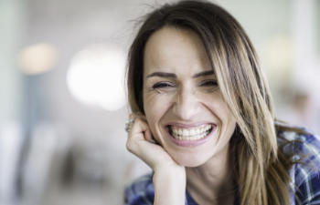 Happily smiling woman